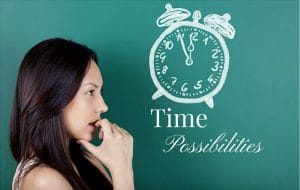 Woman looking concerned about time