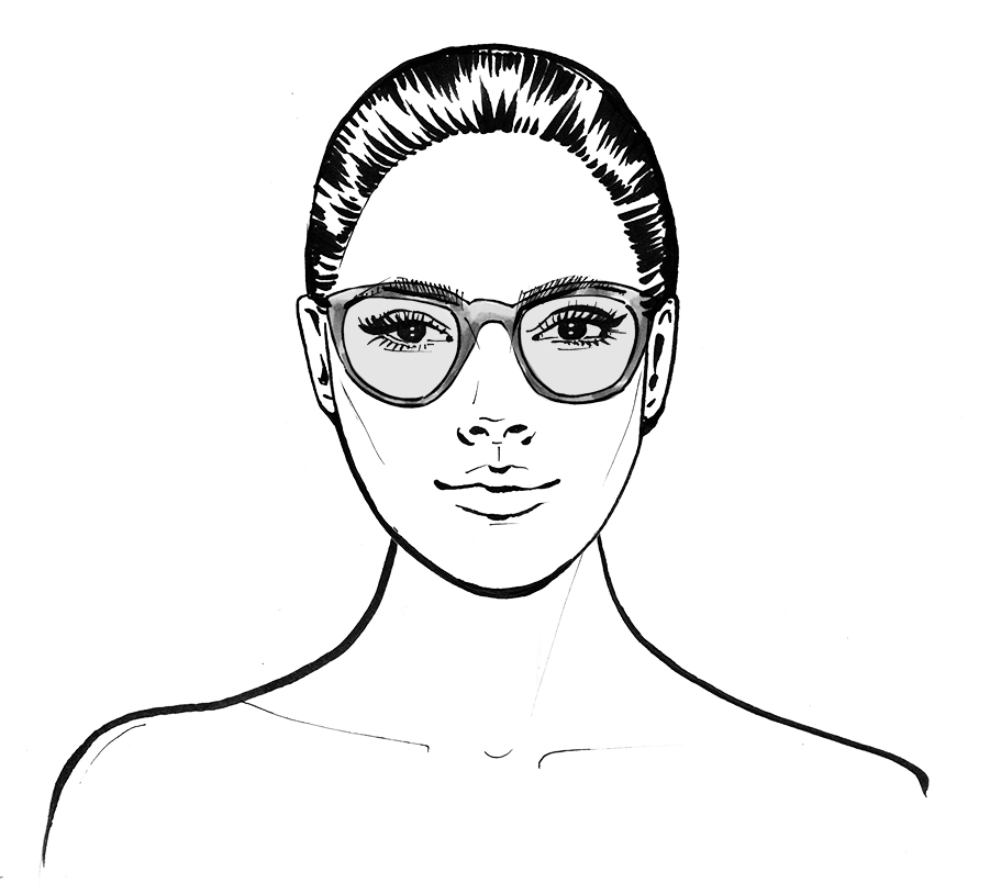 oval face shape wearing glasses